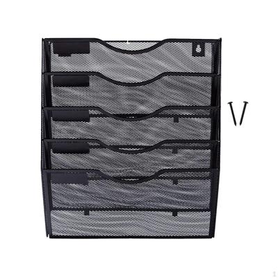 Mesh Wall File Organizer Mounted Holder 5 Tiers for Sorter Papers