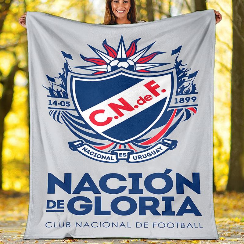 1pc Club Nacional de Football Theme Blanket - Digital Print, Polyester, Cozy for All Seasons, Perfect for Outdoor, and Travel