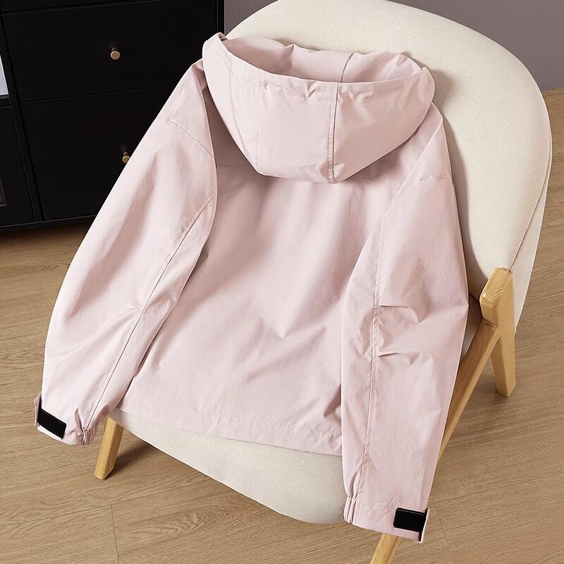 Women's Loose Fit Drawstring Hooded Zip Jacket