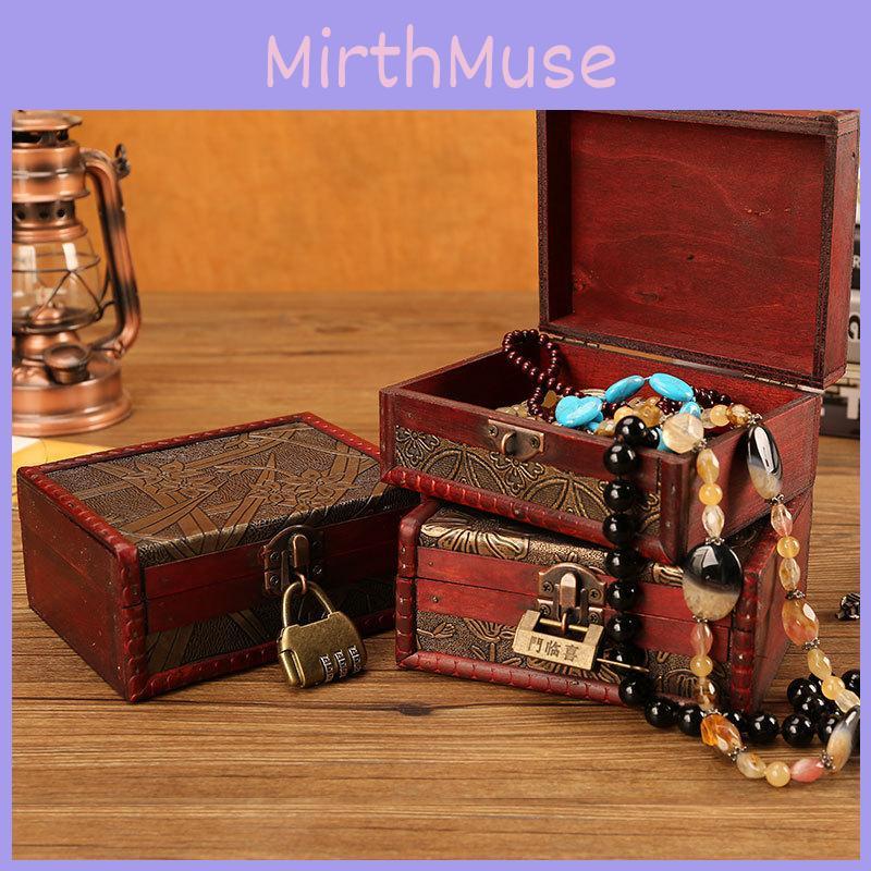 Lockable Wooden Jewelry Box With Modern Minimalist Print For Desk Or Drawer