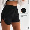 Women's High-Waist Two-in-One Sport Yoga Shorts with Pocket - Anti-Exposure, Breathable, Straight-Leg Design for Summer Running.