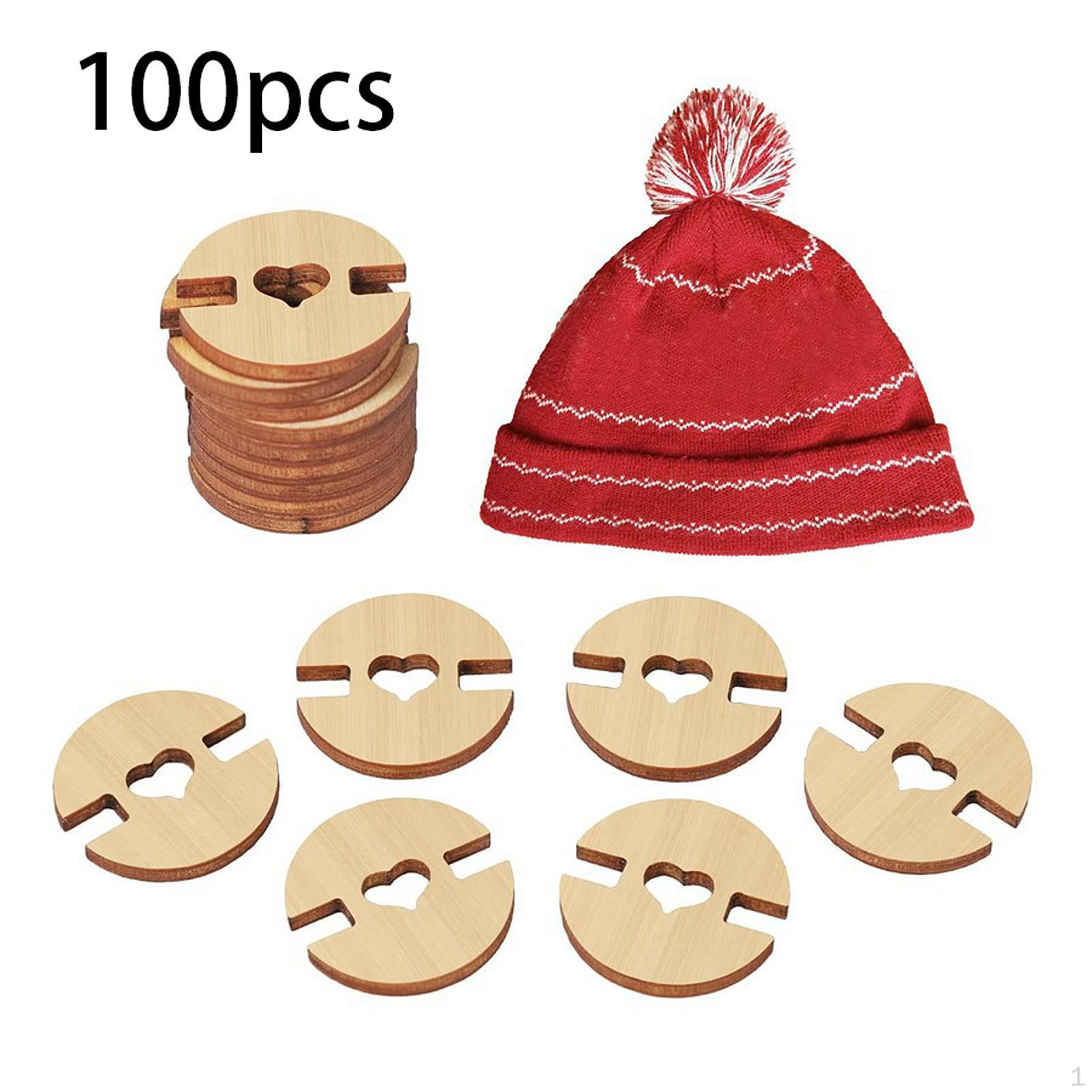 

100 Pieces Wooden Hat Buttons Fastener Holder Knitted for Family Oval
