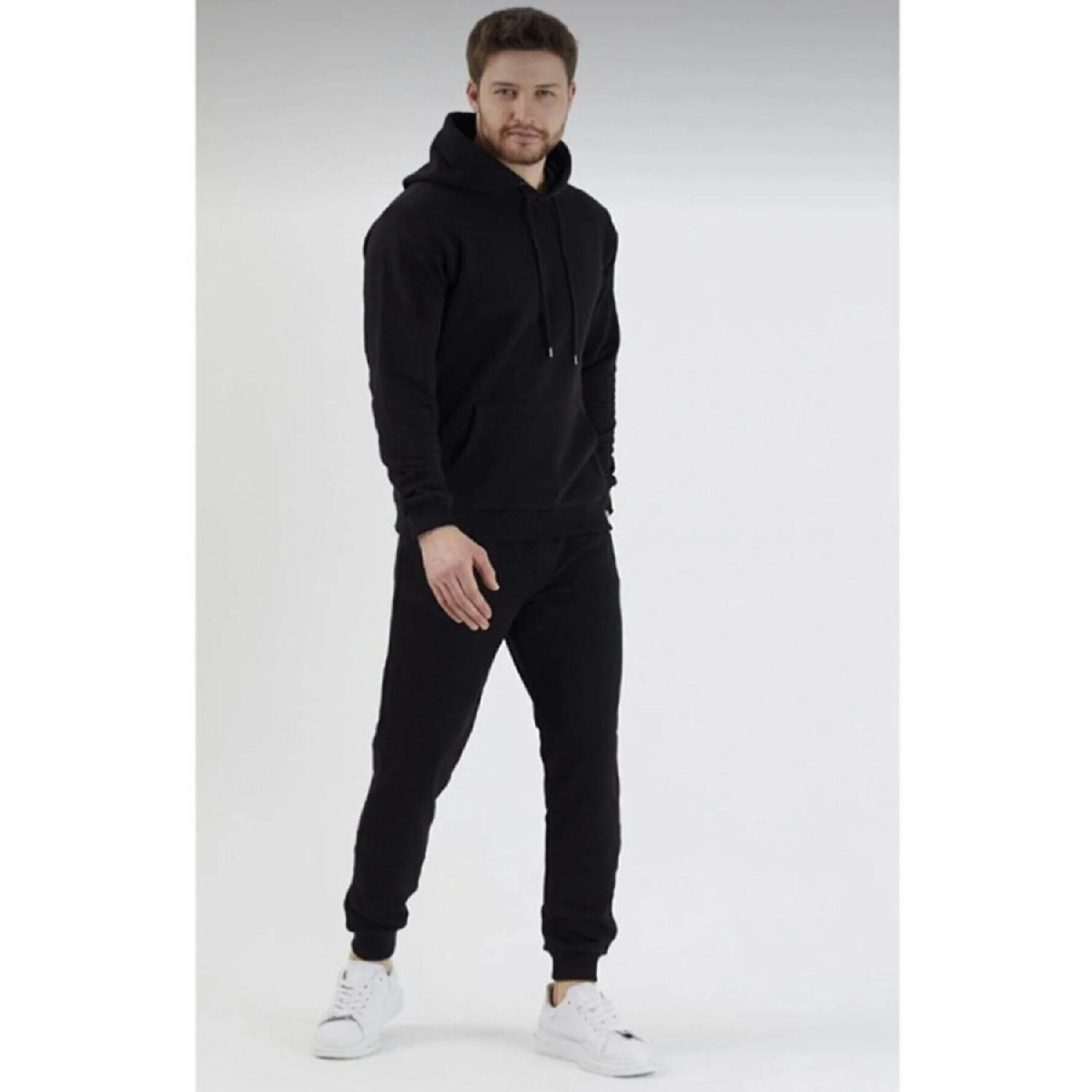 

Черный спортивный костюм унисекс с капюшоном, размер 2 нитки