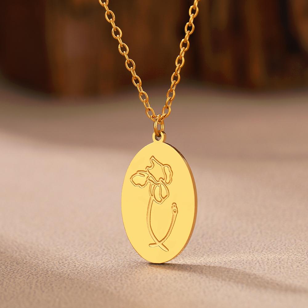 

Ожерелья из нержавеющей стали Изысканное колье-цепочка с подвеской в виде цветка-эллипса Модное ожерелье для женщин Циркон Подарок для друга на день рождения