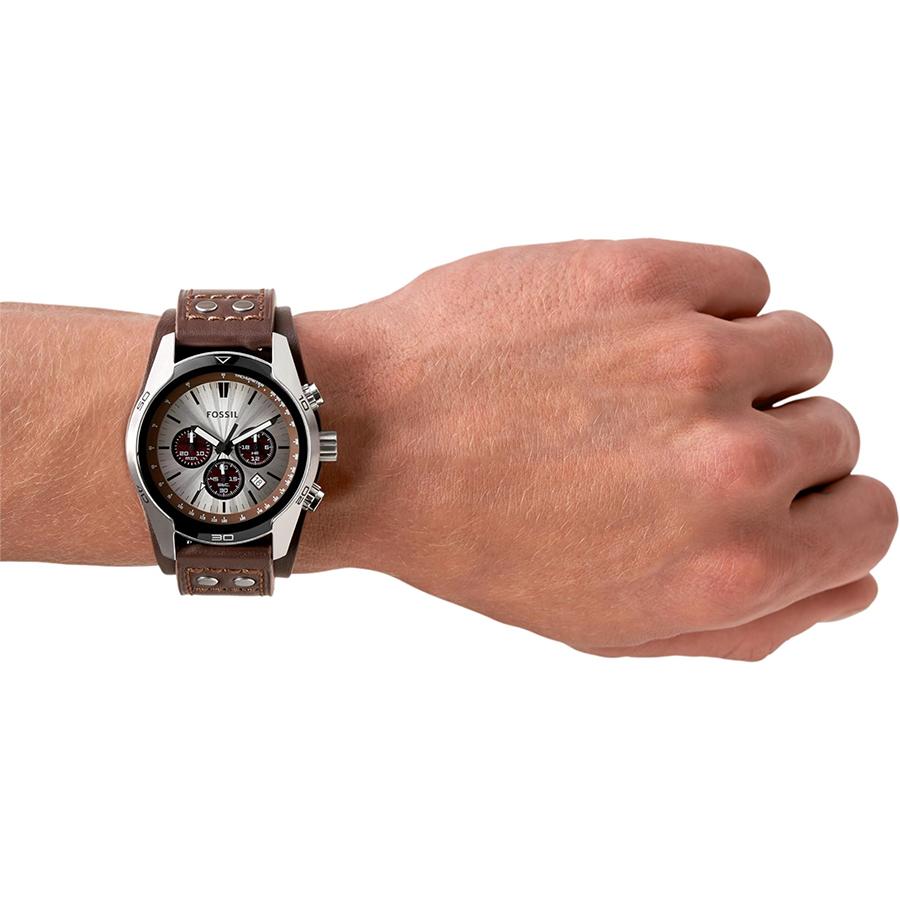 Fossil Męski zegarek kwarcowy w stylu brytyjskim - Chronograf z trzema tarczami, Stylowy design biznesowy CH2565