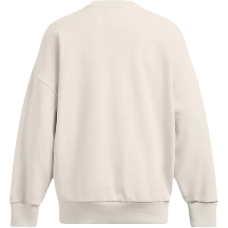 Under Armour Icon Heavyweight Terry Buchstabenprint Bequemer gerippter Rundhals-Pullover Amerikanisches Sweatshirt Damen Sweatshirt Peak-White 1386493-110