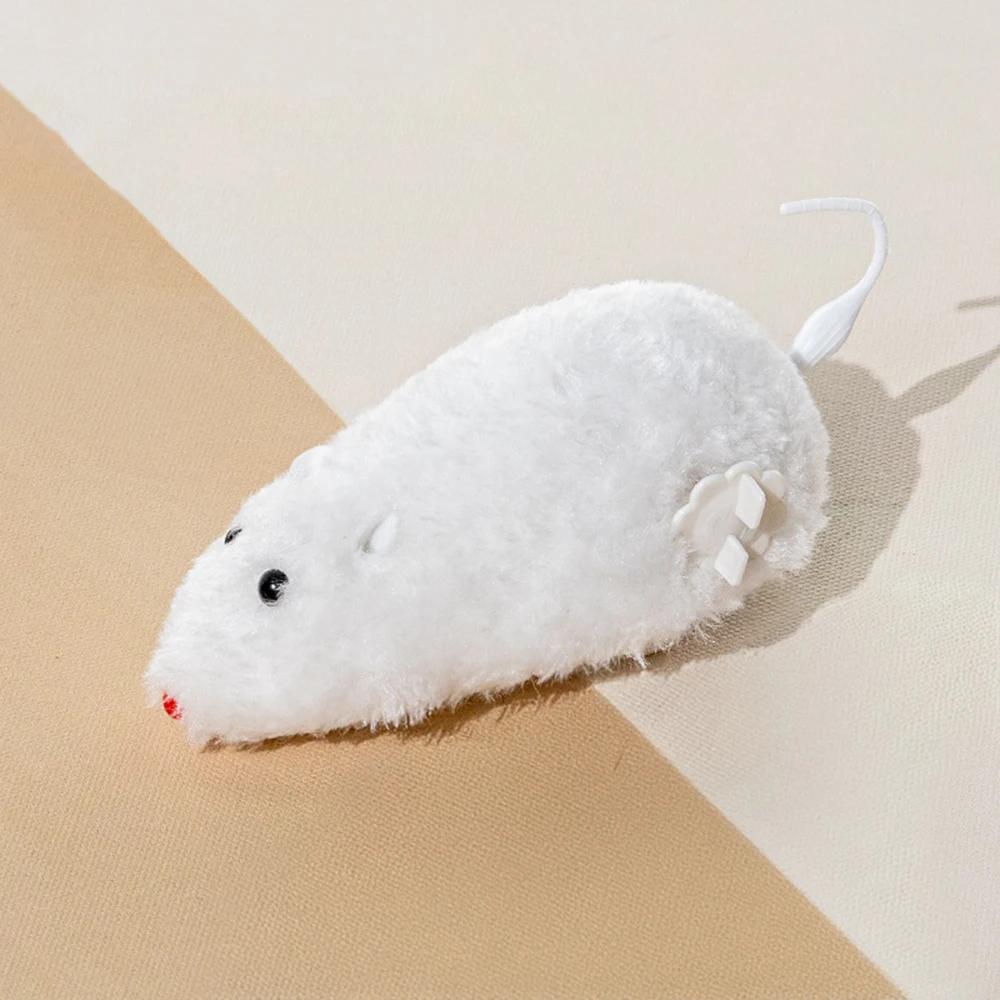 1pc Plush Wind-Up Mouse Toy for Cat Kitten Interactive Toy Realistic Moving Wind-up Mouse Cat Chase Toy Kitten Game Pet Supplies