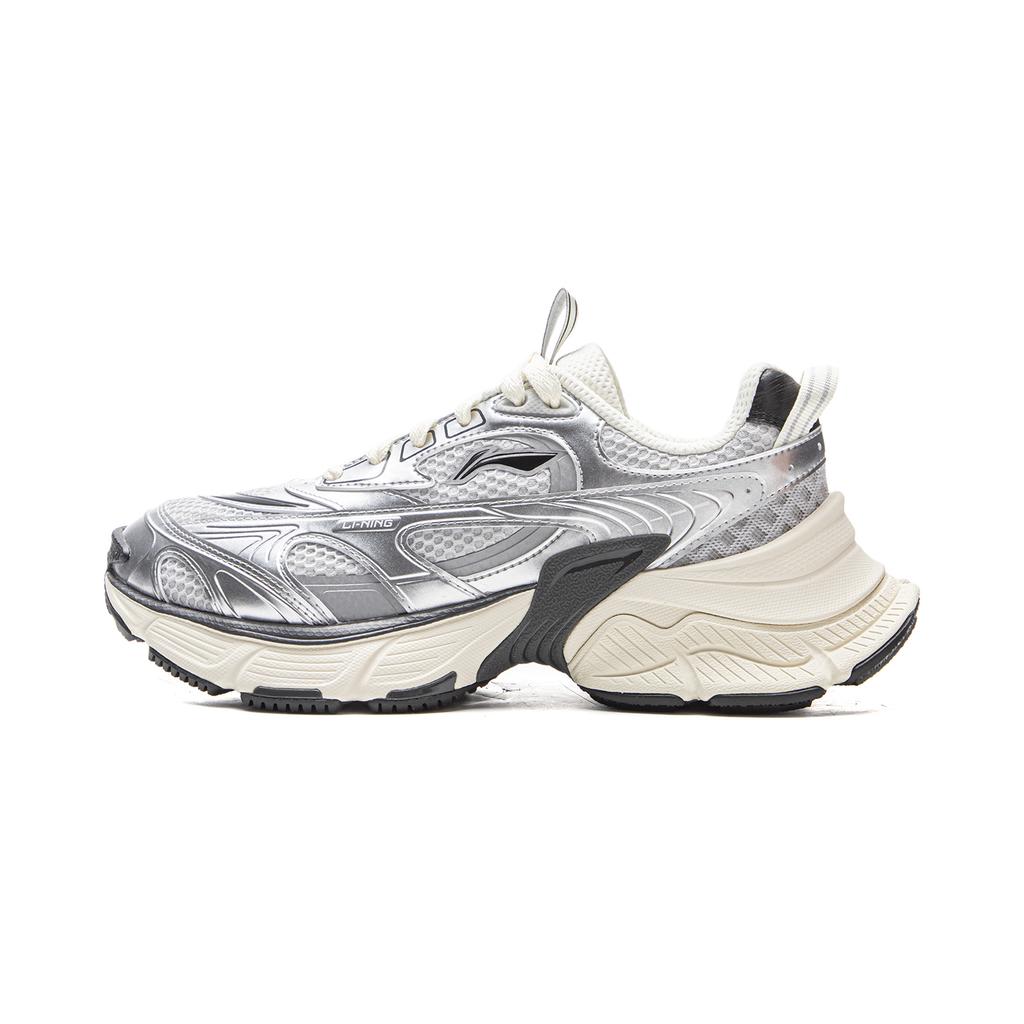 Li Ning Xingji Cushioning Abrasion Resistant Breathable Low Top Chunky Sneakers Women's Gray Silver AGCV354-1