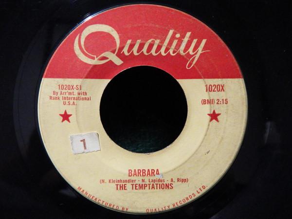 7inch Record TEMPTATIONS - Barbara 1020X Quality 1960 Canada Rock Used