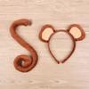 Adults Kids Plush Monkey Ear Headband Tail Tie Animal set for Gift Birthday Party Cosplay Costume Christmas Halloween Headwear