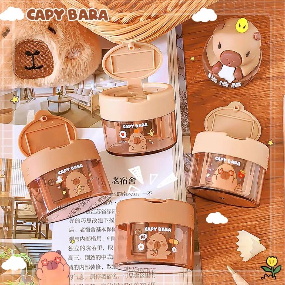 4Pcs Flip-Top Pencil Sharpener Portable Capybara Sharpener Student Stationery Gifts  School Supplies