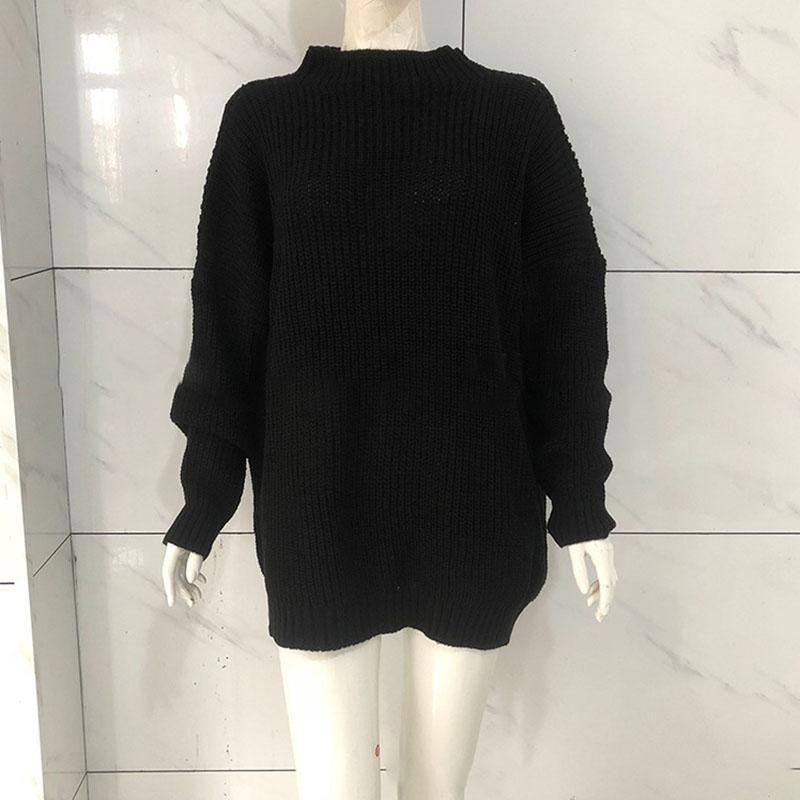 Suéter suelto para mujer, cuello redondo, manga larga, suéteres de color sólido, estilo de moda retro, prendas de punto, hilo grueso, otoño e invierno