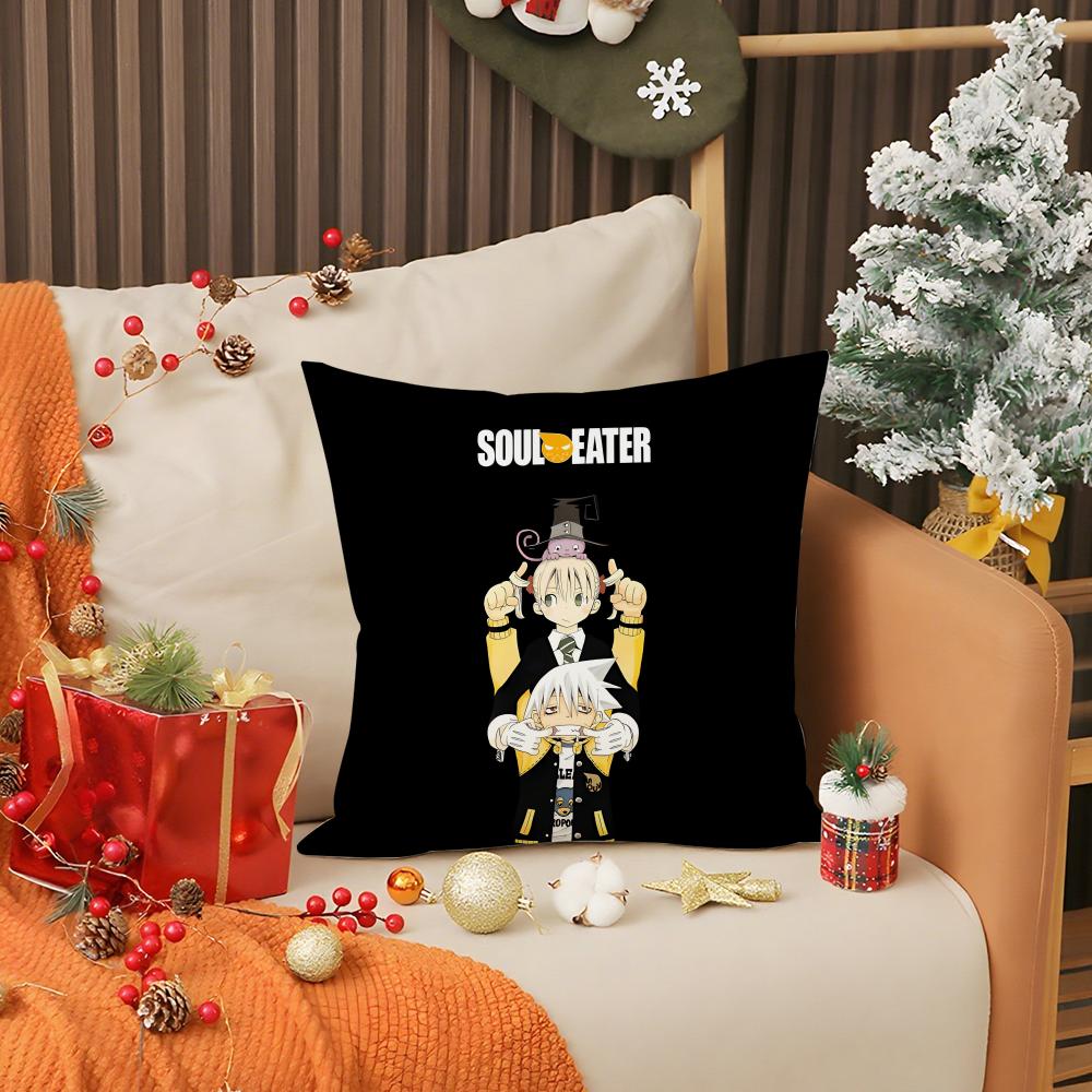 Hot Anime S-Soul EaterS Pillow Case Anti-dustmite Pillow Invisible zipper silky short plush Sofa cushion cover