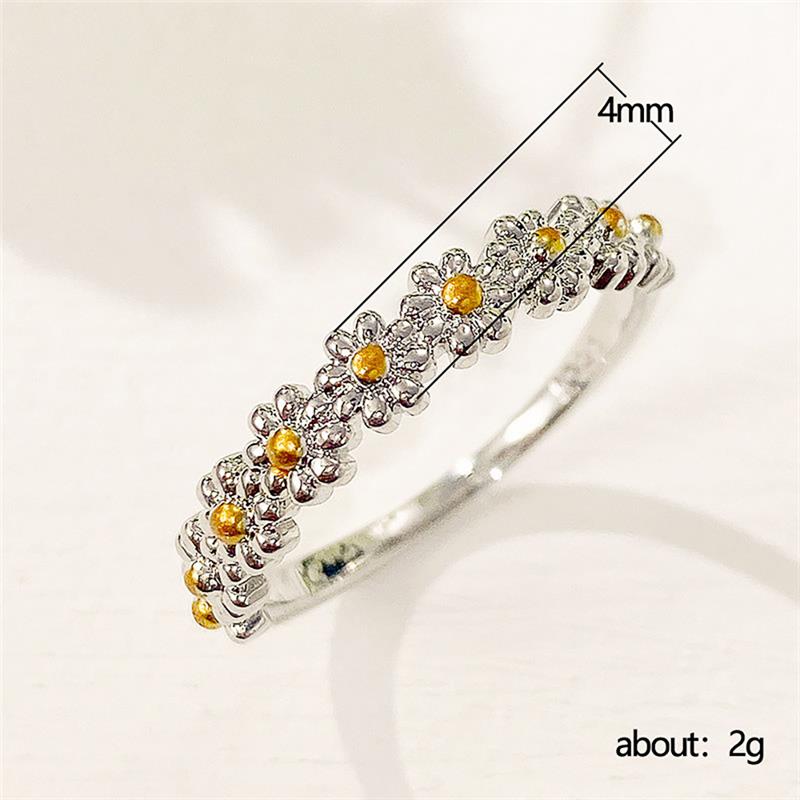 Xiaomi Huitan Fresh Style Floral Ring for Women Two Tone Elegant Versatile Wedding Daily Fashion Accessories Party Rustic Metal Jewelry