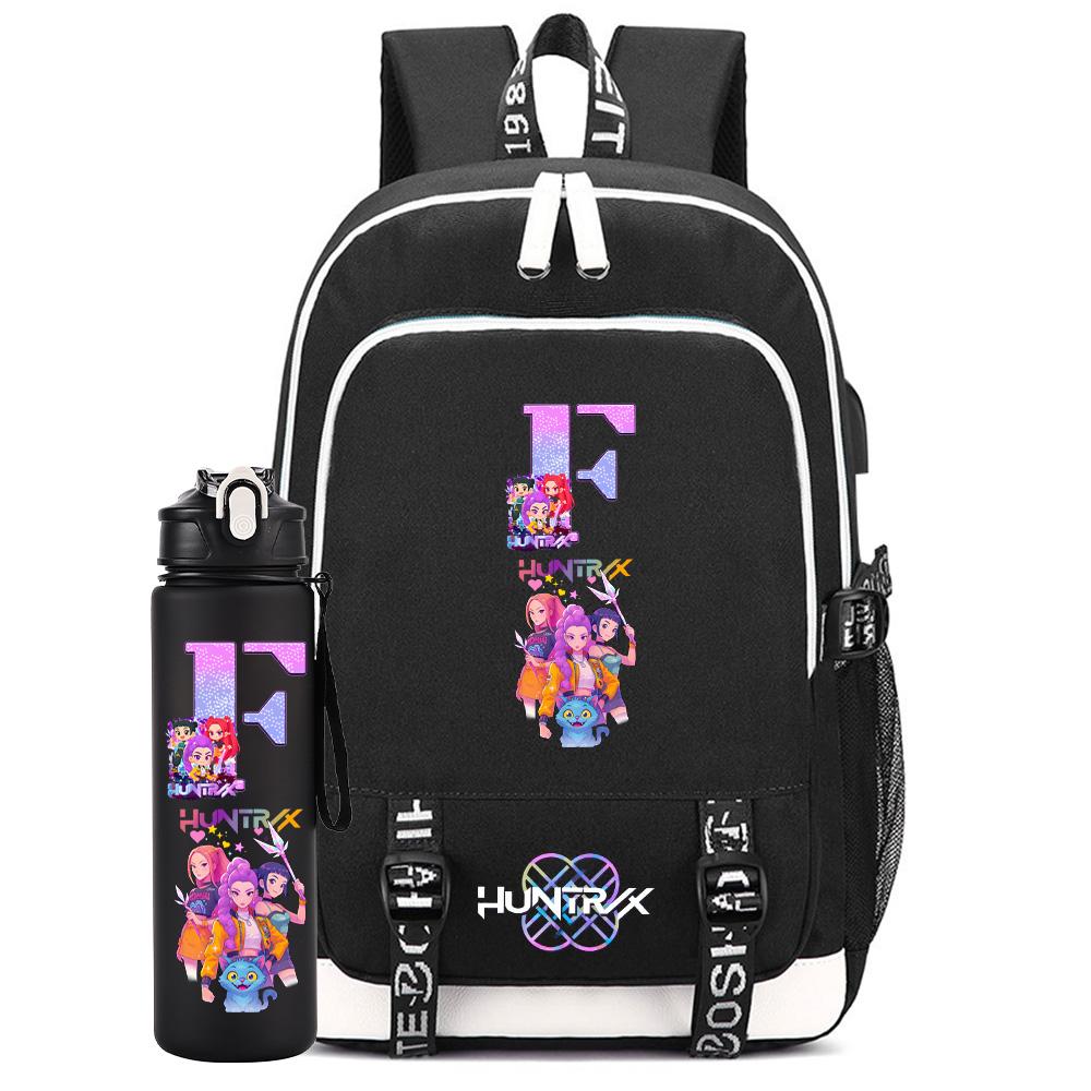 2Pcs/set Cartoon Backpack Large Capacity Bookbag With 750ml Water Bottler Laptop Student Boy Girl School Bag Travel Bag Kid Gift