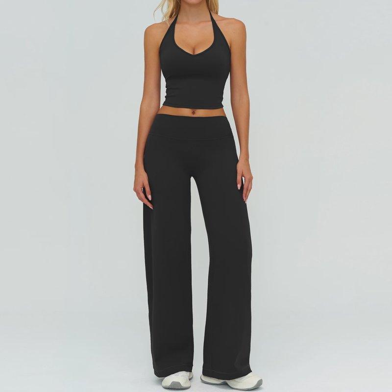 Women's Tracksuit Fitness Suit Two Piece Yoga Sets Women Sportswear Workout Sports Bra High Waist Flared Pant Gym Clothing