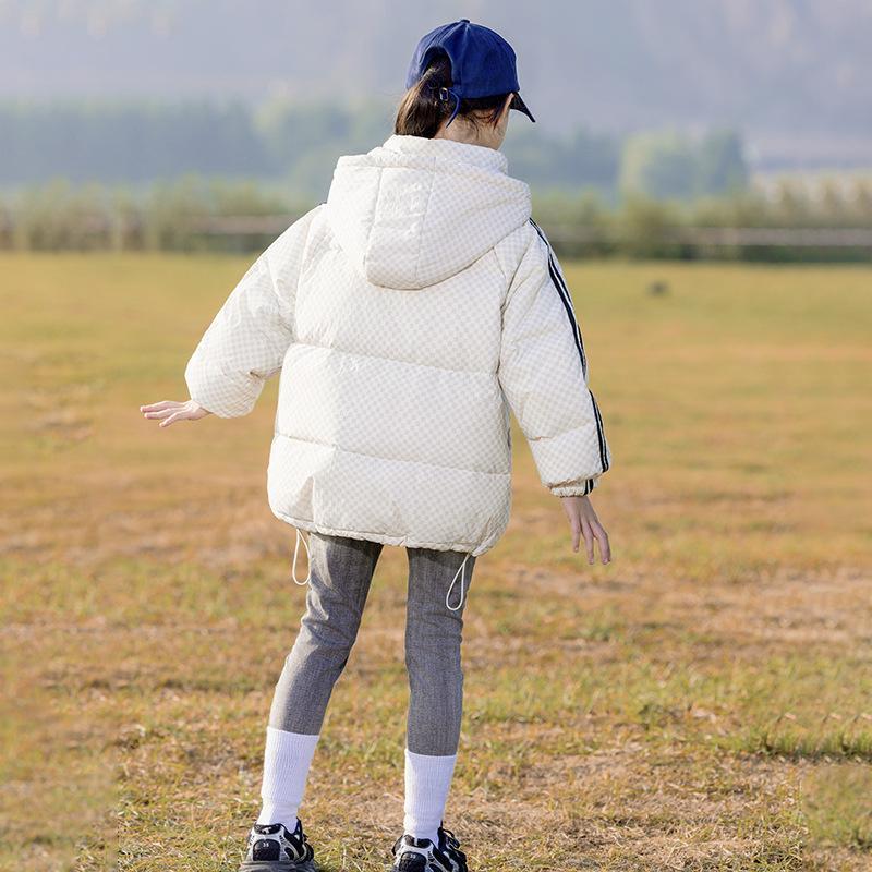 Girls Down Jacket Mid-length Korean Style Thick Loose Children's Clothing Middle and Large Children's Stylish Sportswear