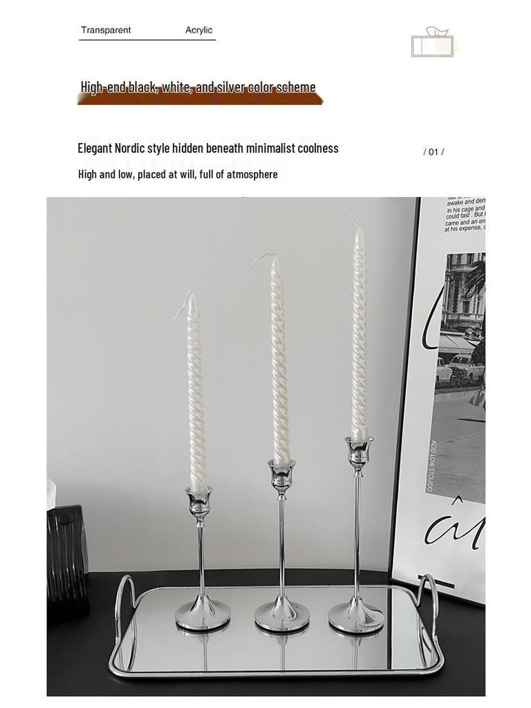 Nordic Style Silver Candlestick for Romantic Candlelight Dinners and Festive Table Decor