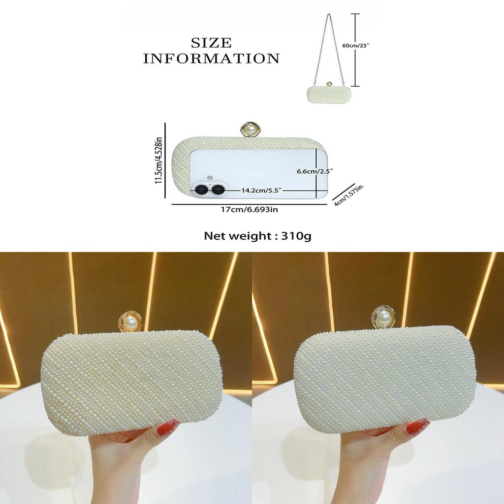 Pearl Evening Clutch Bag With Beaded Embellishments For Formal Events