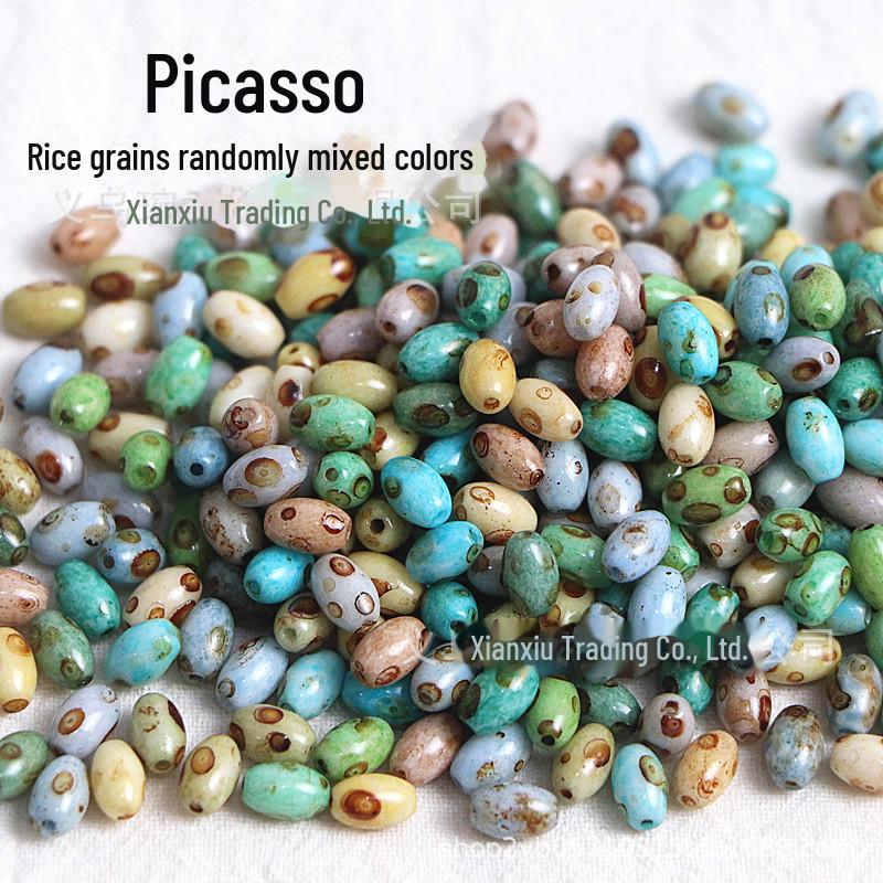 Picasso 4x6mm Ovale Reisperlen für DIY Armbänder & Halsketten