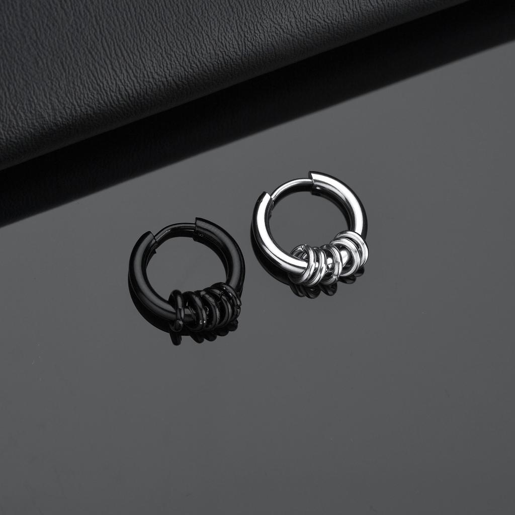1 Pair Stainless Steel Hoop Earrings for Men Women Small Circle Metal Ball Anti-allergic Ear Buckle Rock Hip Hop Zircon