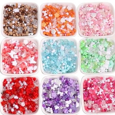 100-130Pcs Acrylic Mixed Round Bead Bow Flower Beads For Jewelry Making DIY Bracelet Necklace