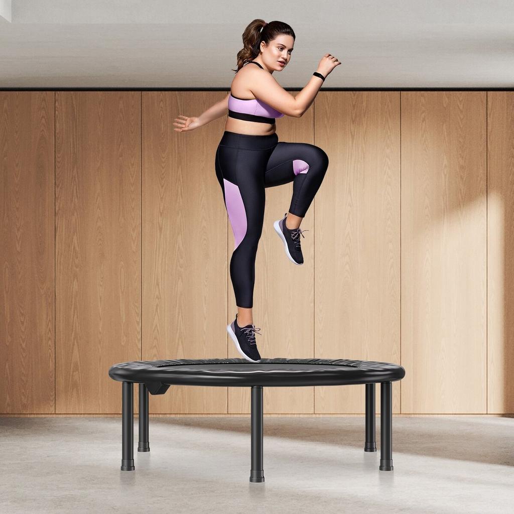 36" Foldable Mini Fitness Trampoline Adults Indoor Exercise Rebounder