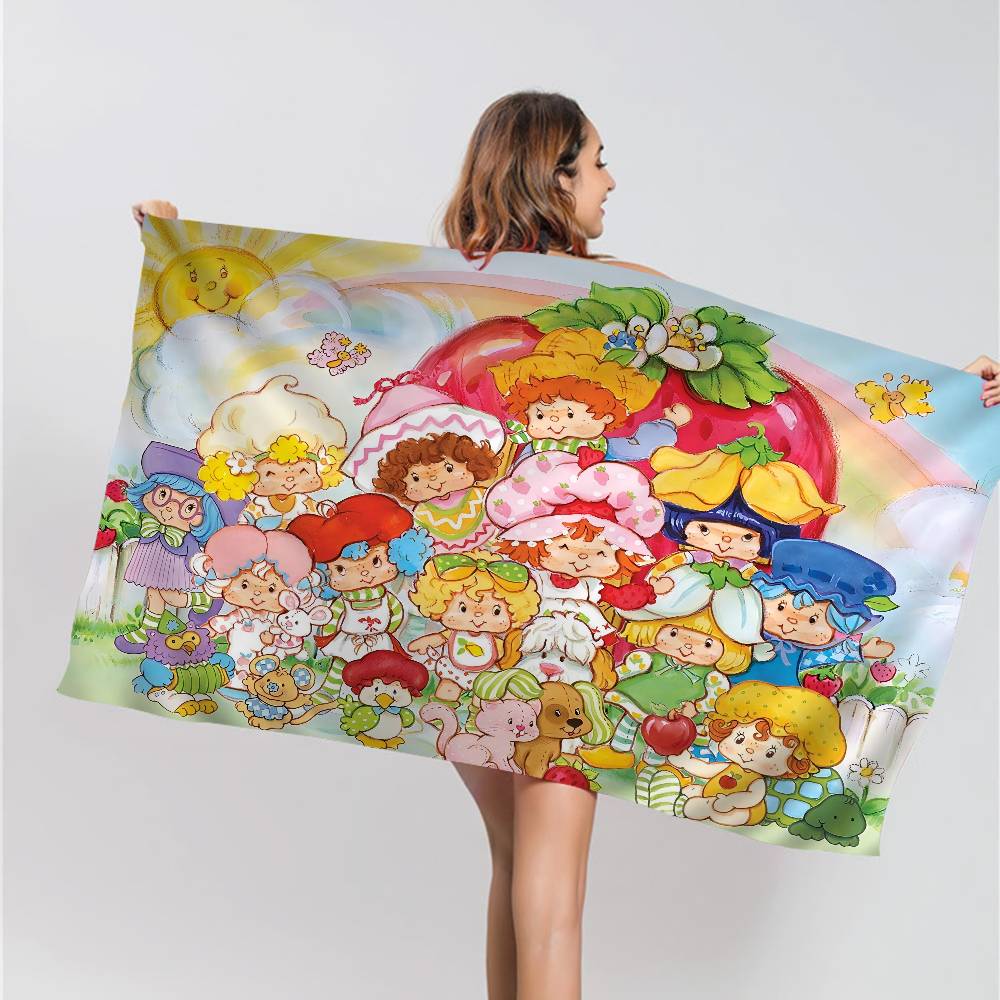 S-Strawberry Shortcakes Microfiber Printed Beach Towel Mountain Climbing Yoga Beach Swimming Running Absorbent Soft Towel