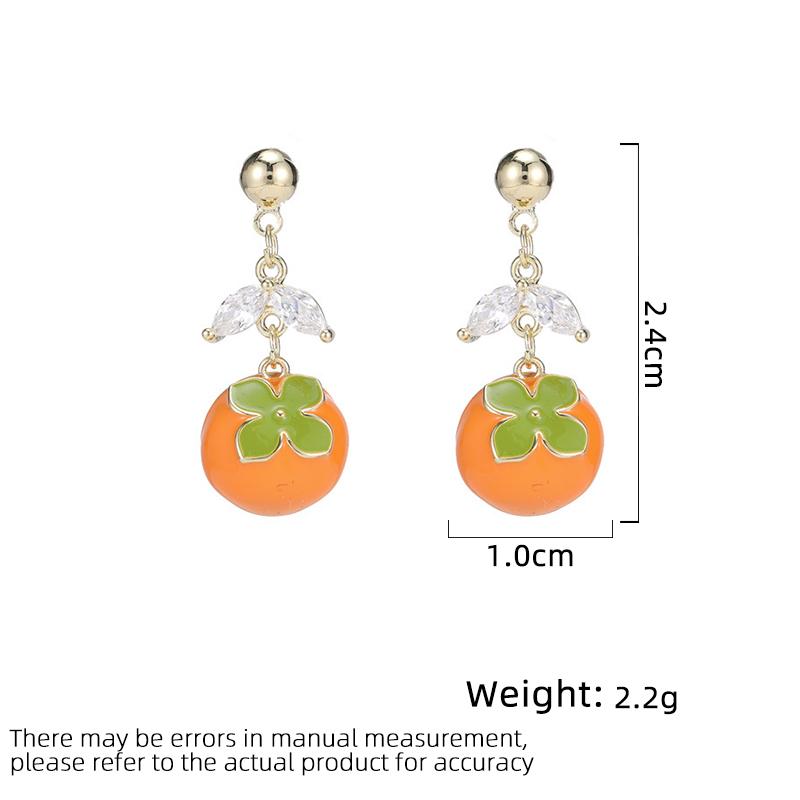 Women's Light Luxury Design Elegant Drop Glazed Persimmon Long Earrings Fashionable And Versatile Niche Design Earrings