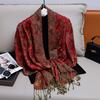 Modischer Herbst Bunter Kaschmir Schal Tuch für Damen Pashmina Blumen Muster Wickeltuch Damen Dicke Decke Weich Bufanda Halstuch