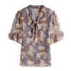 Sommermode Blumenhemd Top Mittelalte und ältere Damen Kurzarm-T-Shirt Mutter-Outfit