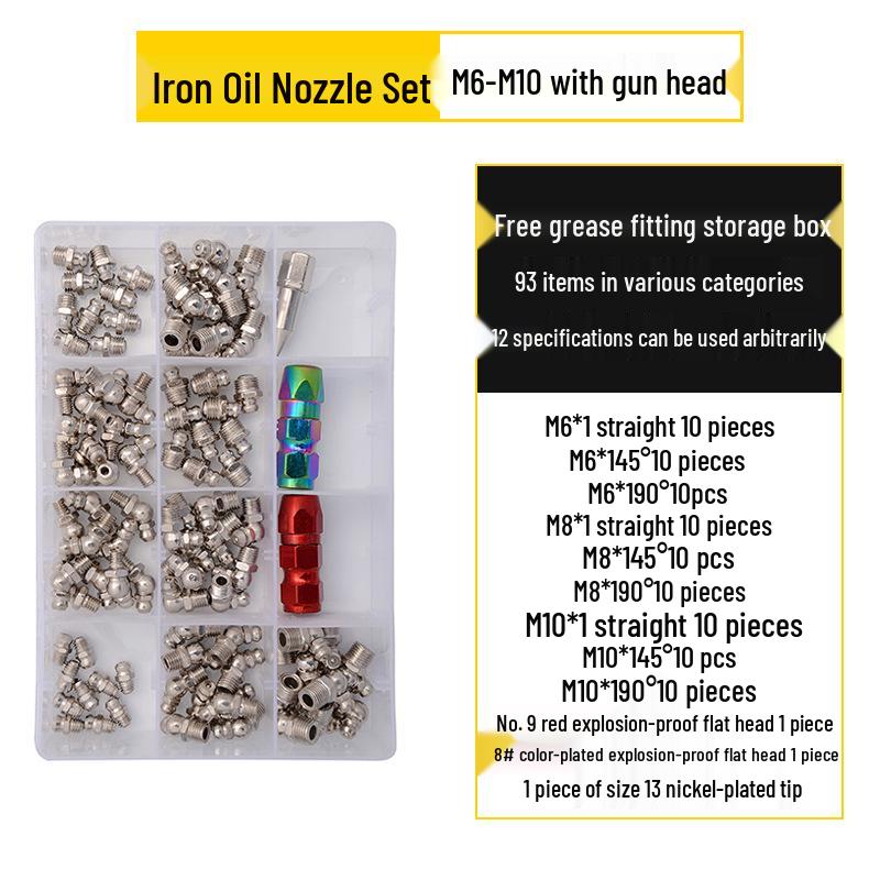 Nickel-Plated Iron Bent Grease Nipple Grease Gun Head M6-M14 G1/8