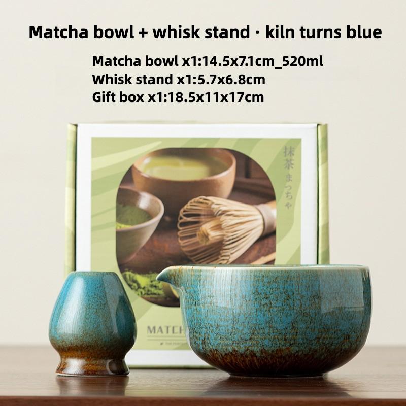 

BespritGift Matcha Set 2pc Creative Matcha Ceramic Bowl Matcha Whisk Holder Japanese Tea Ceremony Song Dynasty Gift Box Two-piece Set
