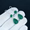 Delikatne kolczyki z kamieniem szmaragdowym, kolczyki ze srebra próby 925, ręcznie robiona biżuteria boho ze srebra, wiszące kolczyki, prezent na Walentynki