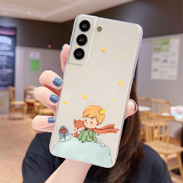 Průhledný kryt pro Samsung Galaxy S22 S20 FE S21 S10 S9 Plus Note 20 Ultra 10 Lite 9 Měkký TPU telefonní obal Kreslený Malý princ