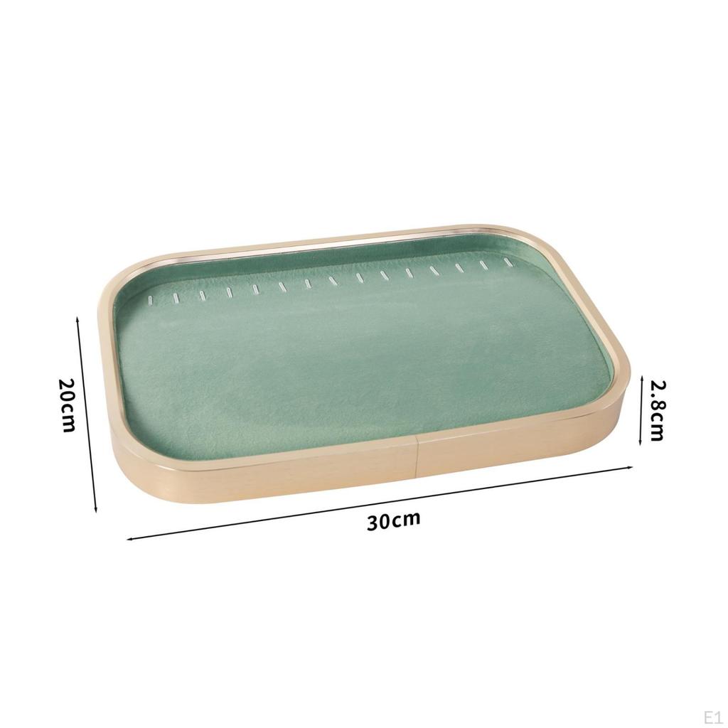 Rectangular Jewelry Tray Shallow ClothlinedLined Rounded Corners Empty