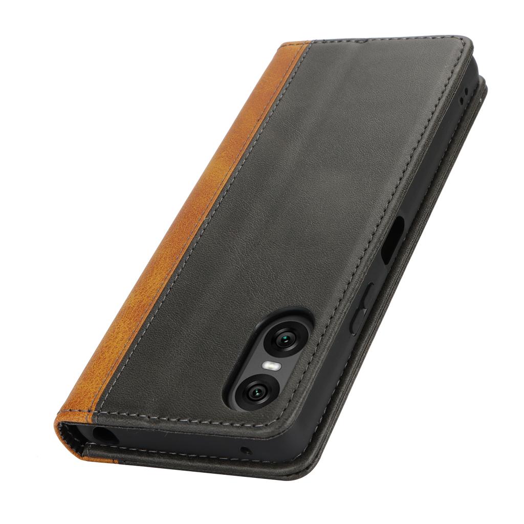 For Sony Xperia 10 VI Case Calf Texture 3 Card Slots Color Splicing Leather Phone Cover