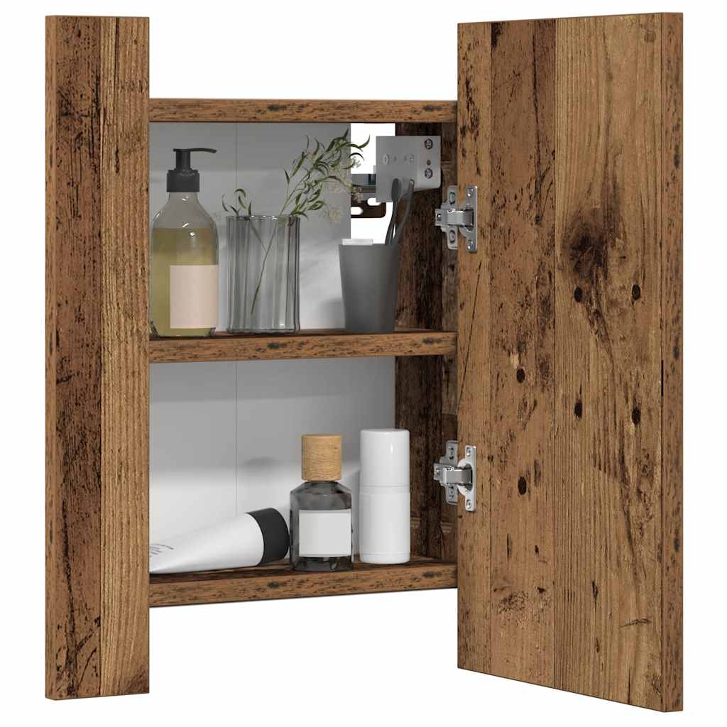 LED Mirror Cabinet with Rustic Wood Effect 40 x 12 x 45 cm Engineered Wood