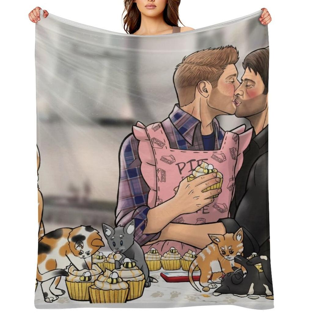 Cupcakes and Kittens Throw Blanket Hair Vintage Furrys Plush Blankets