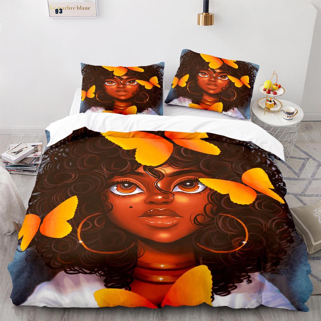 Home Textile Girl Quilt Cover Digital Printing Three-Piece Set 3D