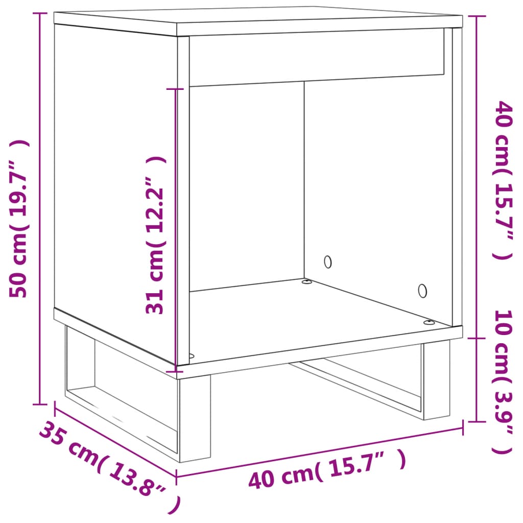 Nightstands (2 pcs) Black 40 x 35 x 50 cm Engineered Wood