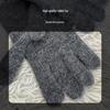Nianke Women's Red Angora Knit Gloves - Winter Warm, Touch Screen Compatible, Five-Finger Design, and Cold-Proof for Christmas and New Year.