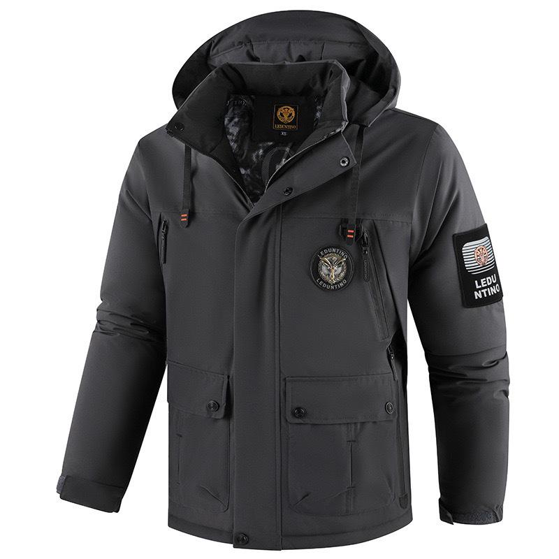 Men's Thickened Waterproof Hooded Cotton Coat - Outdoor Winter Warm, Plus Size Jacket