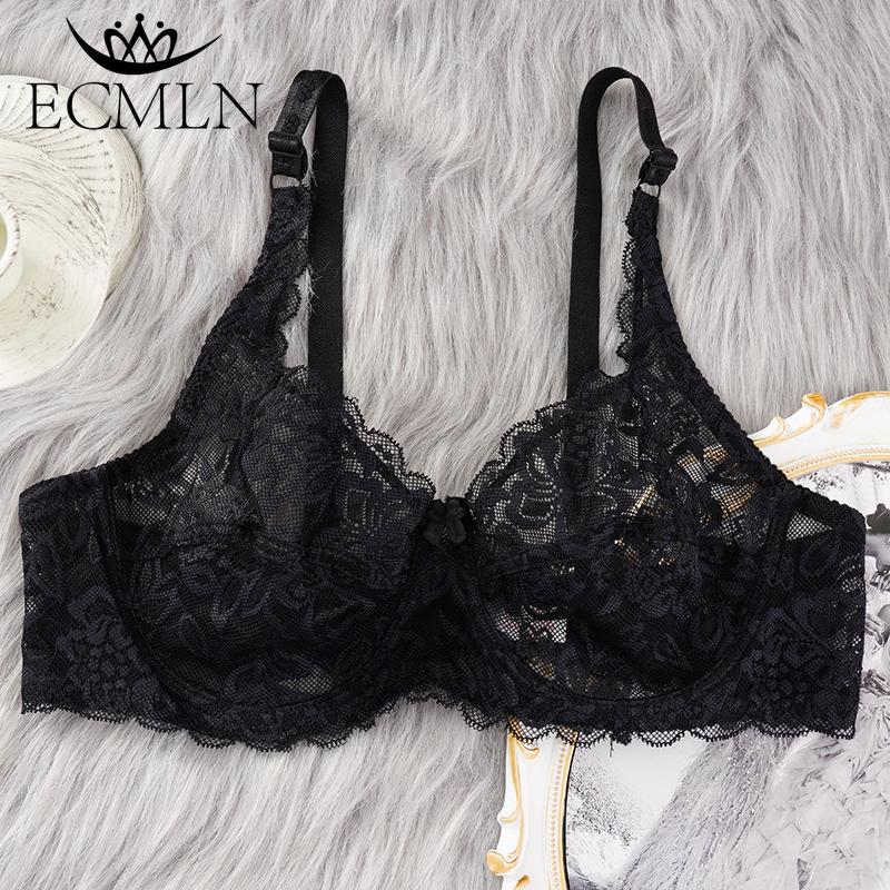 Full Lace Seethrough Bra Women Thin Underwire Bralette Push Up Bra Underwear Lingerie Plus Size Embroidery Brassiere