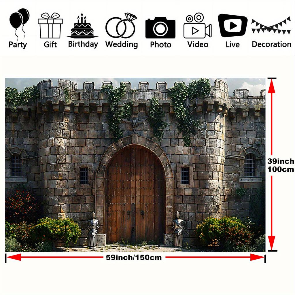 1 Multi-functional Medieval Castle Photography Background - Durable Polyester Knight Banner, Medieval Decoration
