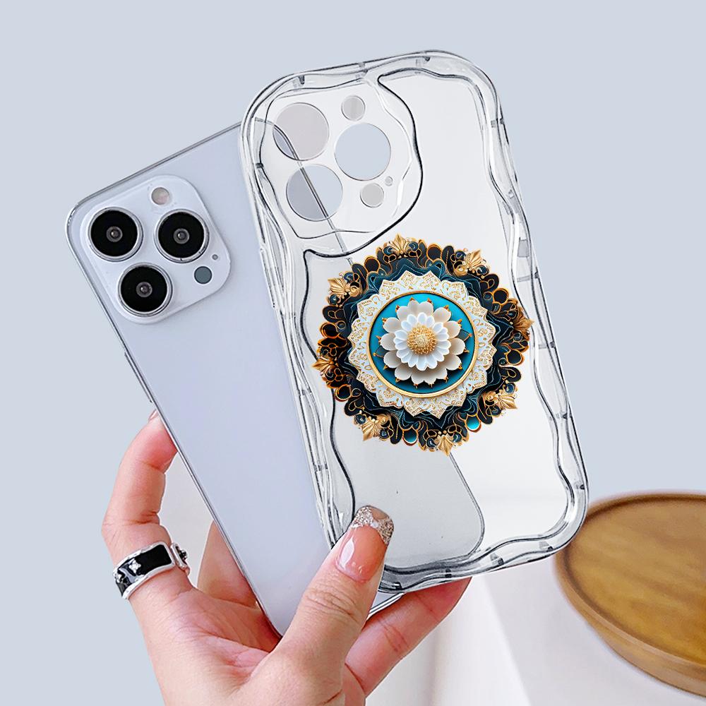 Cartoon Pattern Cream Texture Casing Wavy Edge Soft Silicone Cover Phone Case for IPhone Samsung Huawei Honor Xiaomi Redmi Infinix Tecno