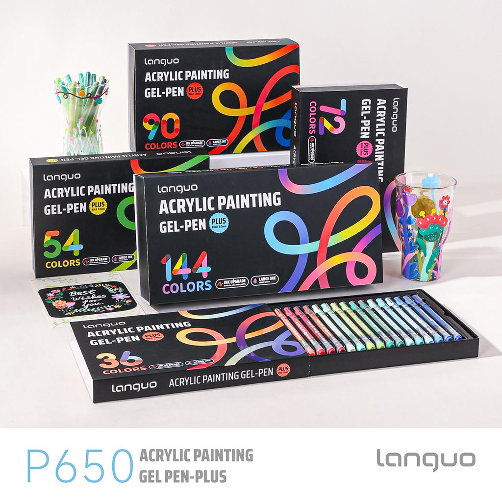 LANGUO 144/36 Colors Acrylic Painting Gel Pen Set 1.0mm Multi-Color Student Writing Drawing Marker Pens School Stationery P650