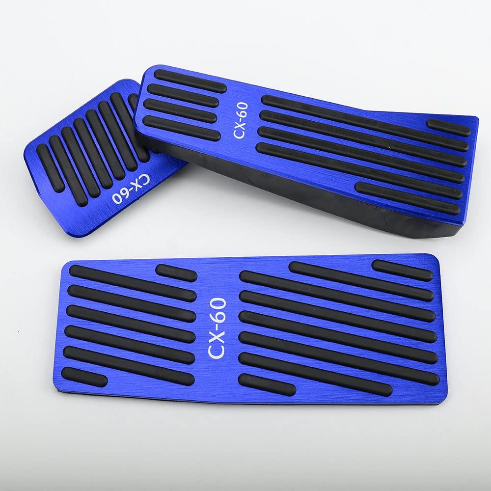 LEXLEYS Aluminum Pedal Accelerator Brake Footrest Covers with Rubber Covers for Mazda KH Series Custom Parts Non-Slip CX-60 (Blue) - Dress-Up