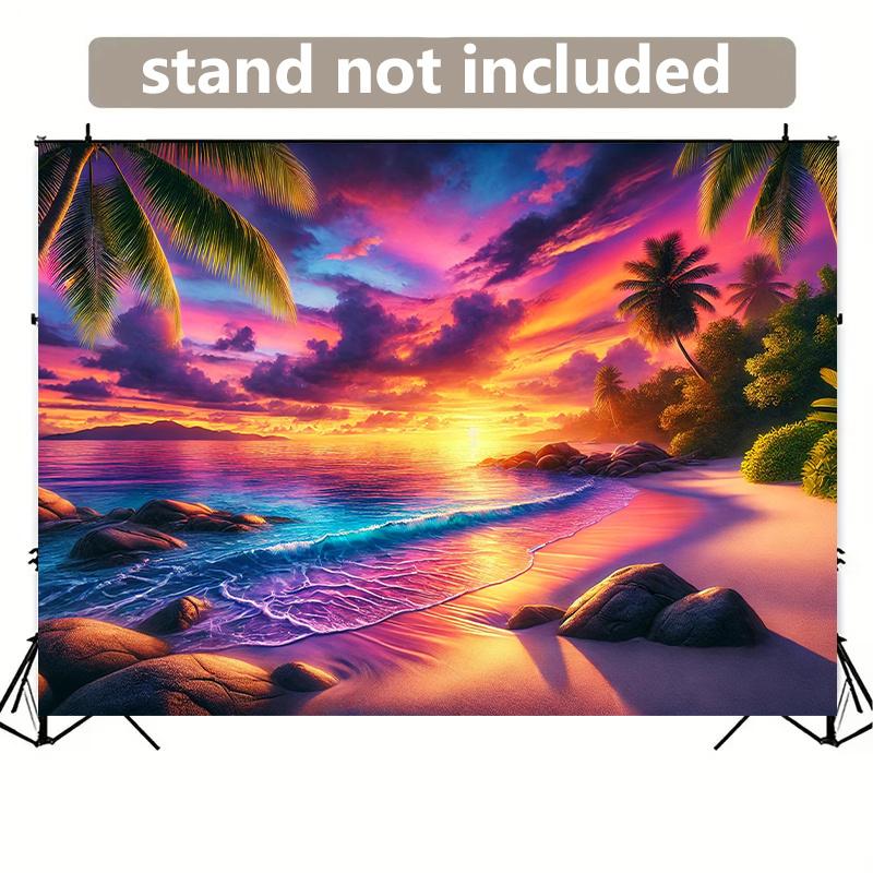 2D plane 1 piece of tropical sunset beach scene background banner suitable for living room bedroom office and home