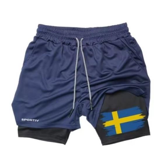 Sweden Flag Camouflage Muay Thai Kick Boxing Shorts Men Women Unisex Casual Sportswear Double Layer Quick Dry Training Sport Gym Fitness Workout